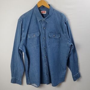 Wrangler Men's Long Sleeve Epic Soft Relaxed Fit Denim Shirt, Sz XL Chore Cabin